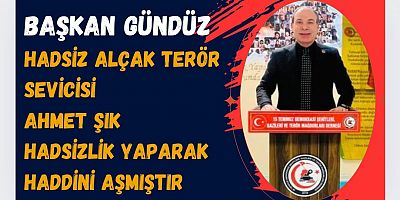 BAŞKAN GÜNDÜZ;HADSİZ ALÇAK TERÖR SEVİCİSİ  AHMET ŞIK  HADSİZLİK YAPARAK HADDİNİ AŞMIŞTIR