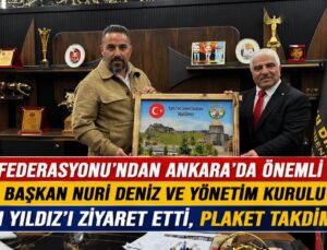 Kars Federasyonu’ndan Ankara’da önemli ziyaret: Nuri Deniz’den Aydın Yıldız’a plaket