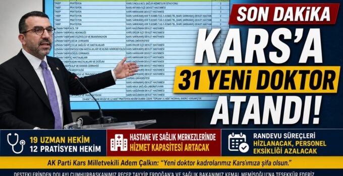 #SONDAKİKA | Kars’a 31 Doktor Atandı! Sağlıkta Yeni Dönem Başlıyor