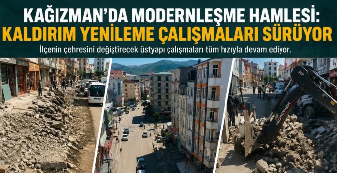 Kağızman’da Modernleşme Hamlesi: Kaldırım Yenileme Çalışmaları Aralıksız Sürüyor