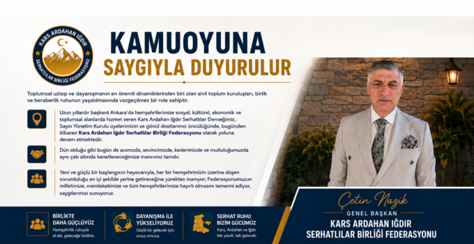 Ankara’da Yaklaşık 14 Derneğin Katılımıyla Kars Ardahan Iğdır Serhatlılar Birliği Federasyonu Kuruldu