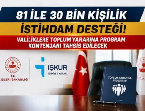 81 İle 30 Bin Kişilik İstihdam Desteği! Valiliklere Toplum Yararına Program Kontenjanı Tahsis Edilecek