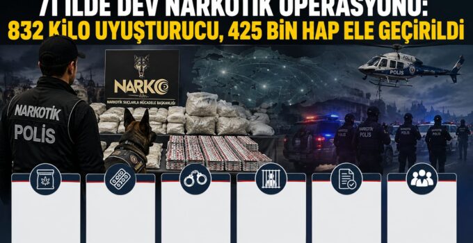 71 İlde Dev Narkotik Operasyonu: 832 Kilo Uyuşturucu, 425 Bin Hap Ele Geçirildi