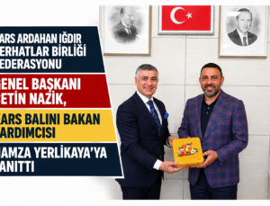 Kars Ardahan Iğdır Serhatlar Birliği Federasyonu Genel Başkanı Çetin Nazik, Kars Balını Bakan Yardımcısı Hamza Yerlikaya’ya Tanıttı